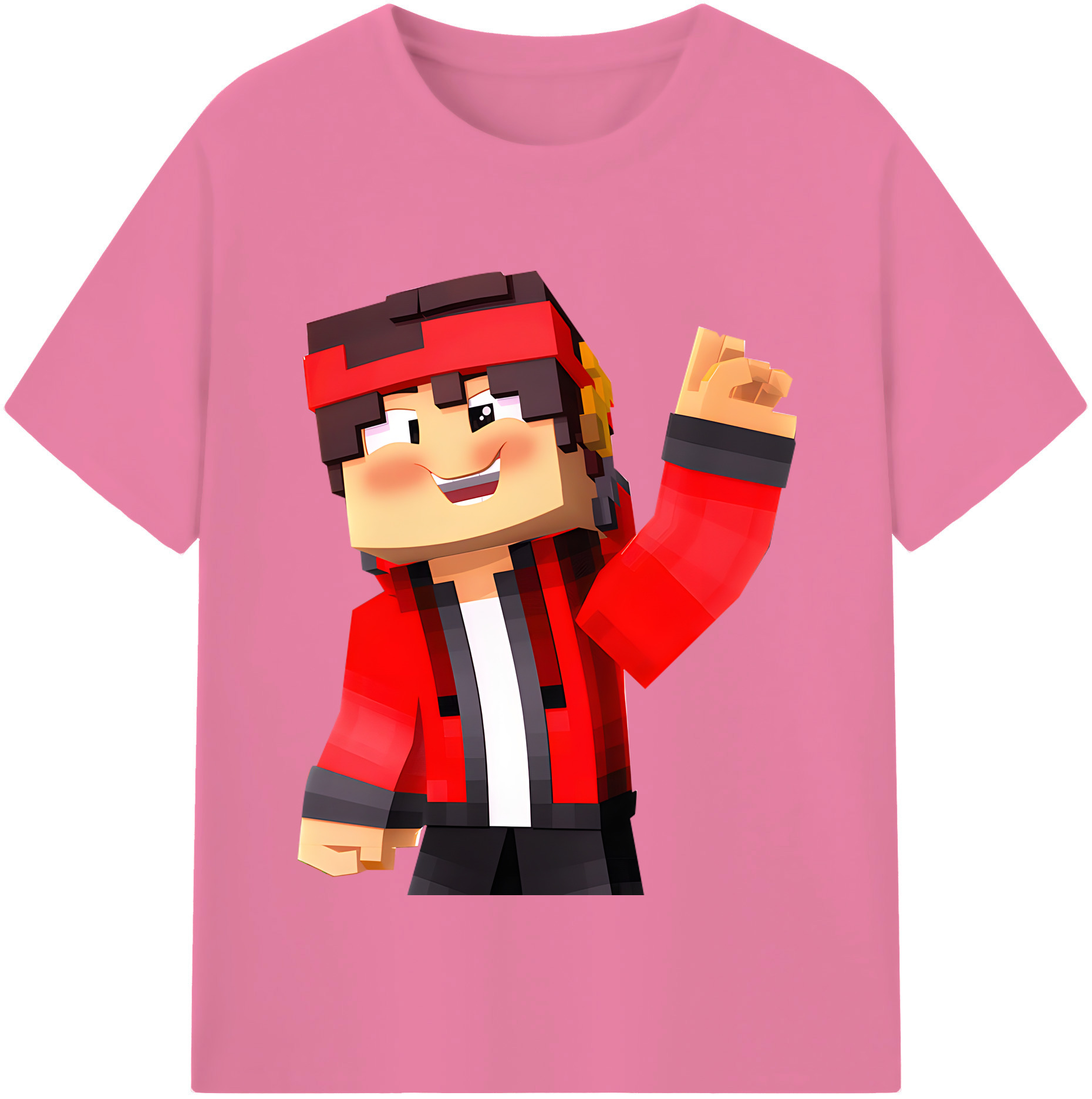 （画像用） マインクラフト ブロックの世界 Minecraft MC Block world 綿100％半袖Tシャツ（フロントプリント）